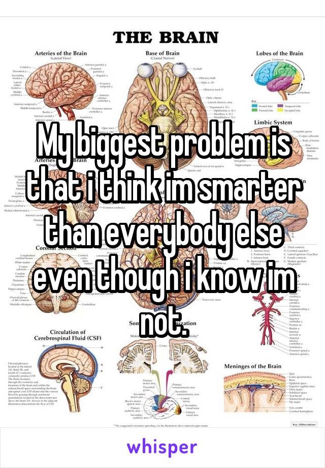 My biggest problem is that i think im smarter than everybody else even though i know im not.