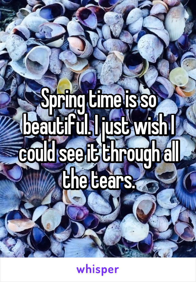 Spring time is so beautiful. I just wish I could see it through all the tears.