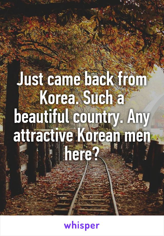 Just came back from Korea. Such a beautiful country. Any attractive Korean men here?