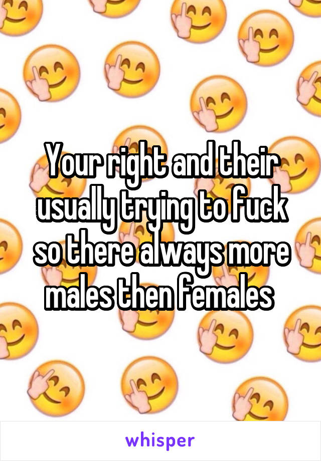 Your right and their usually trying to fuck so there always more males then females 