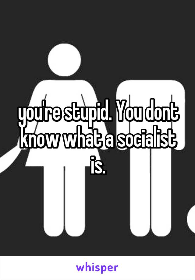 you're stupid. You dont know what a socialist is.