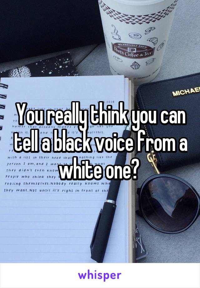 You really think you can tell a black voice from a white one? 