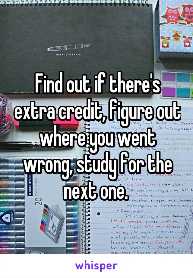 Find out if there's extra credit, figure out where you went wrong, study for the next one. 