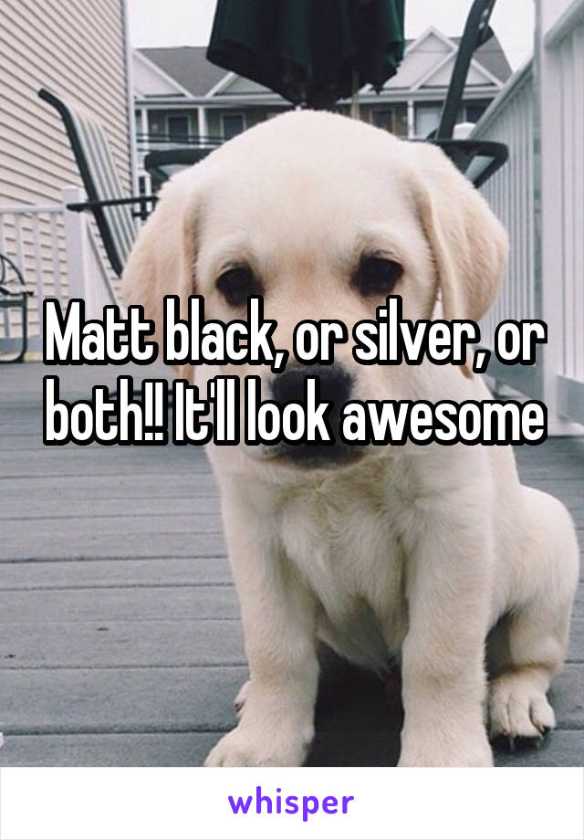 Matt black, or silver, or both!! It'll look awesome 