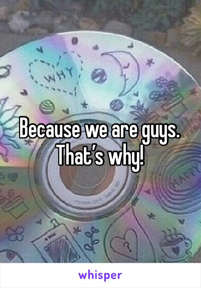 Because we are guys.  That’s why!
