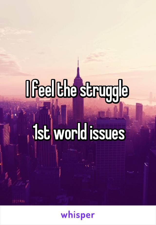 I feel the struggle 

1st world issues