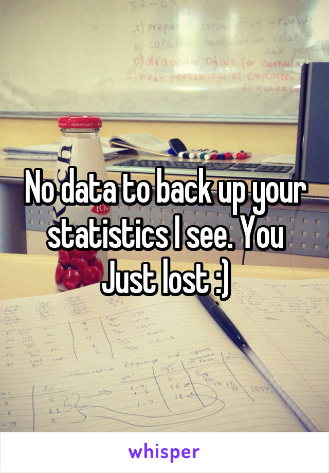 No data to back up your statistics I see. You
Just lost :)