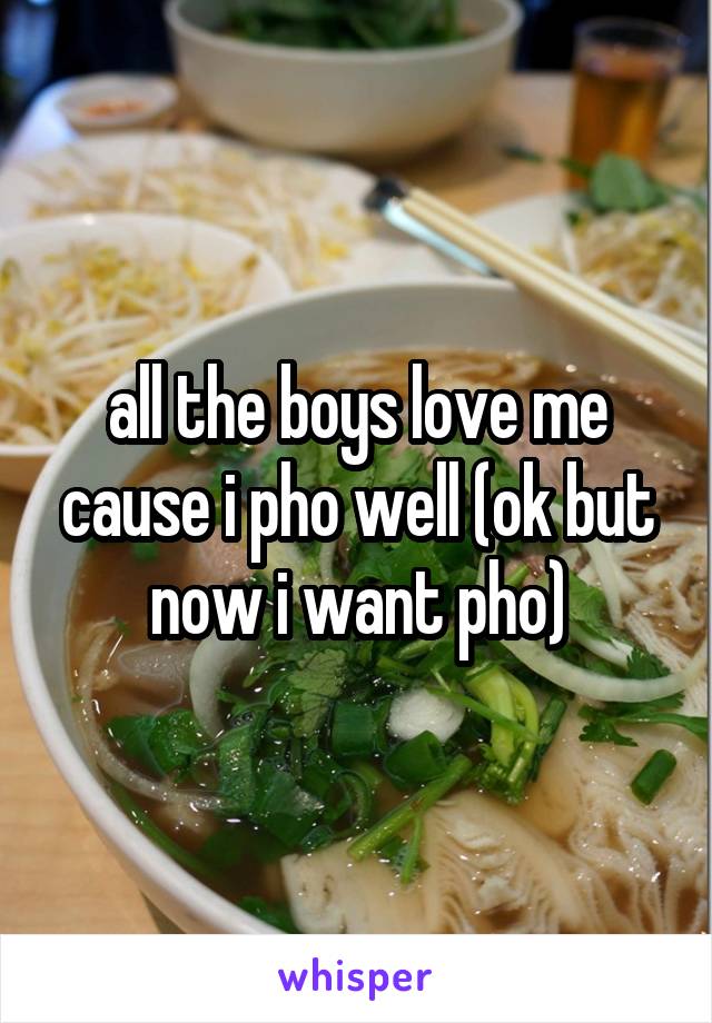 all the boys love me cause i pho well (ok but now i want pho)