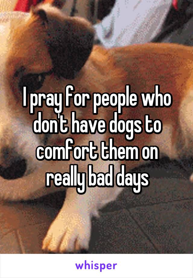 I pray for people who don't have dogs to comfort them on
really bad days