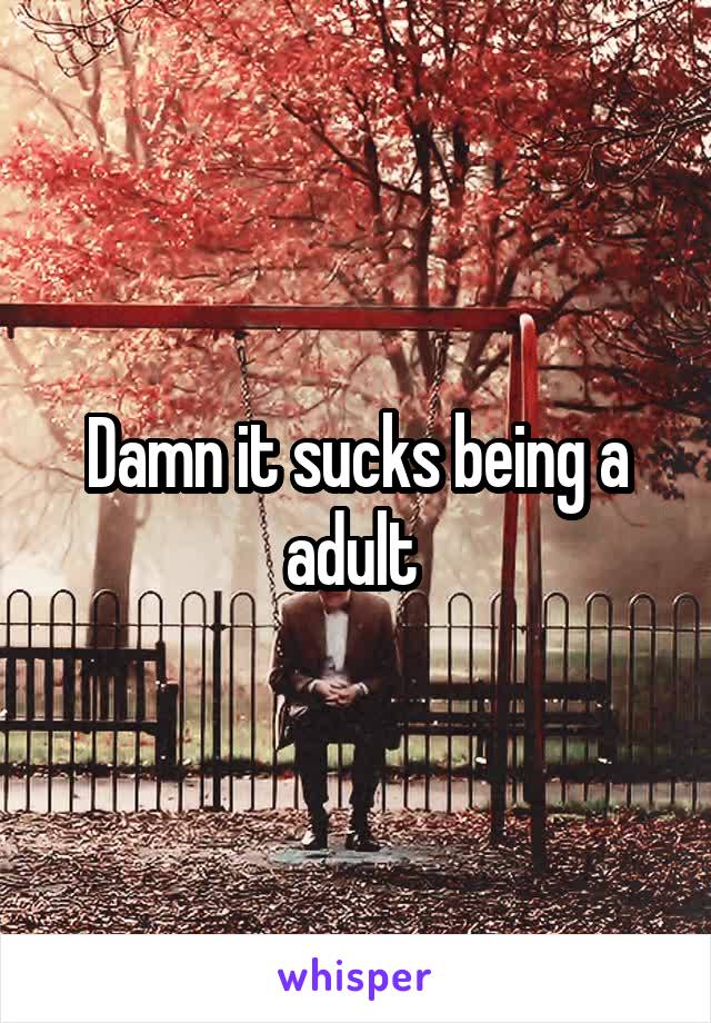 Damn it sucks being a adult 