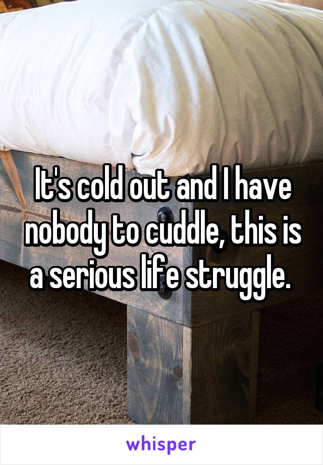 It's cold out and I have nobody to cuddle, this is a serious life struggle. 