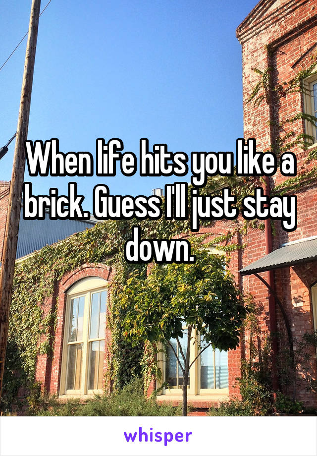 When life hits you like a brick. Guess I'll just stay down.
