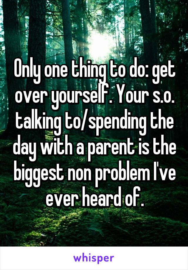 Only one thing to do: get over yourself. Your s.o. talking to/spending the day with a parent is the biggest non problem I've ever heard of.