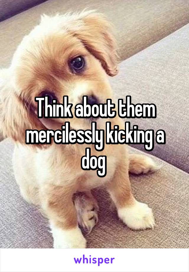 Think about them mercilessly kicking a dog 