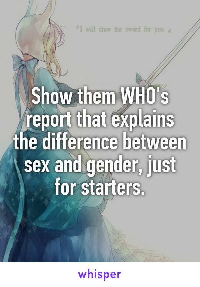 Show them WHO's report that explains the difference between sex and gender, just for starters.