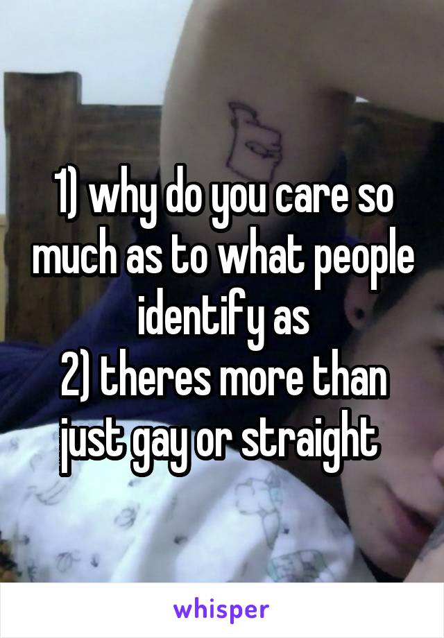 1) why do you care so much as to what people identify as
2) theres more than just gay or straight 