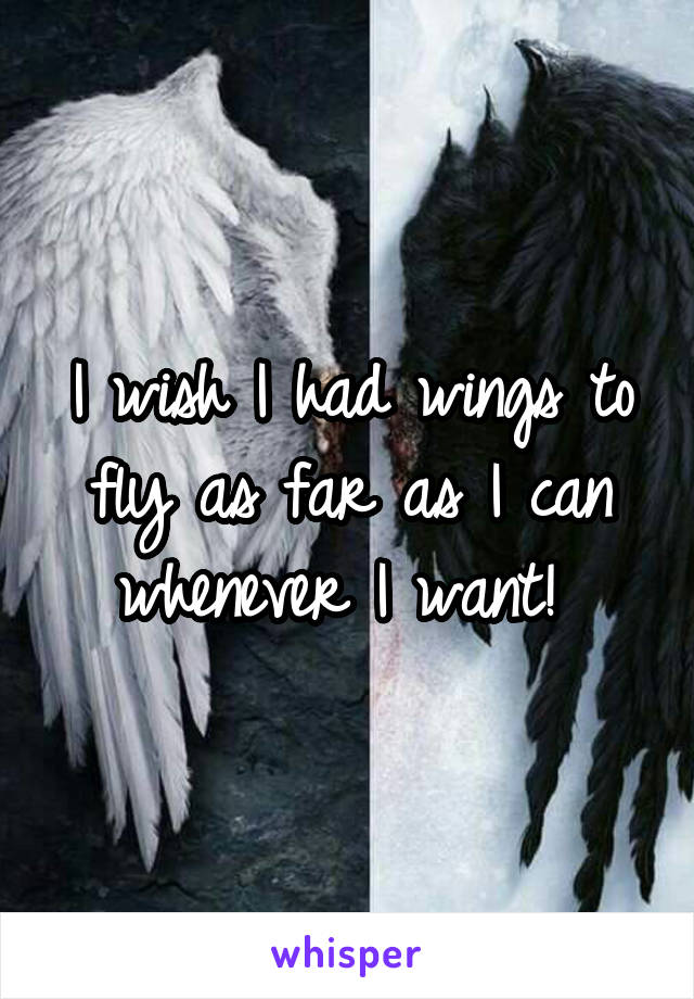I wish I had wings to fly as far as I can whenever I want! 