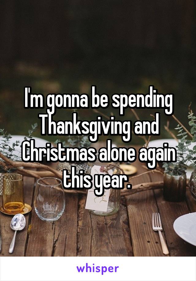 I'm gonna be spending Thanksgiving and Christmas alone again this year. 