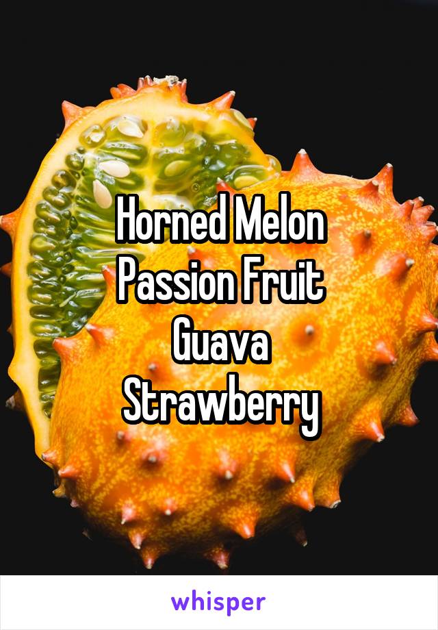 Horned Melon
Passion Fruit
Guava
Strawberry