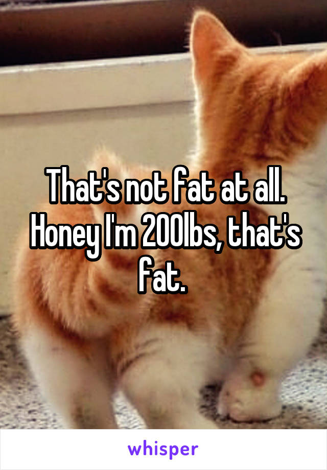 That's not fat at all. Honey I'm 200lbs, that's fat. 