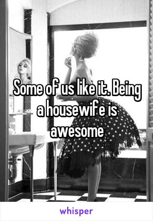 Some of us like it. Being a housewife is awesome