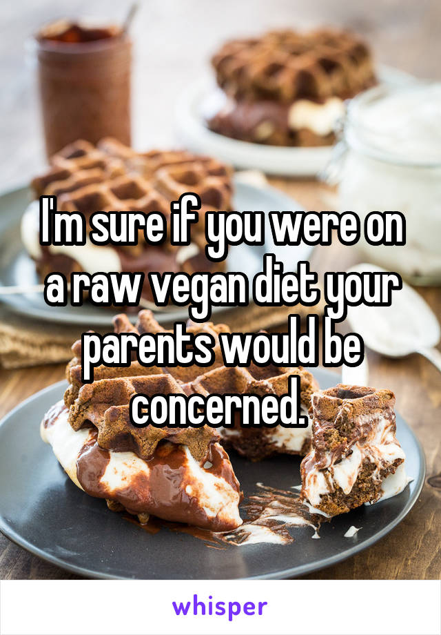 I'm sure if you were on a raw vegan diet your parents would be concerned. 