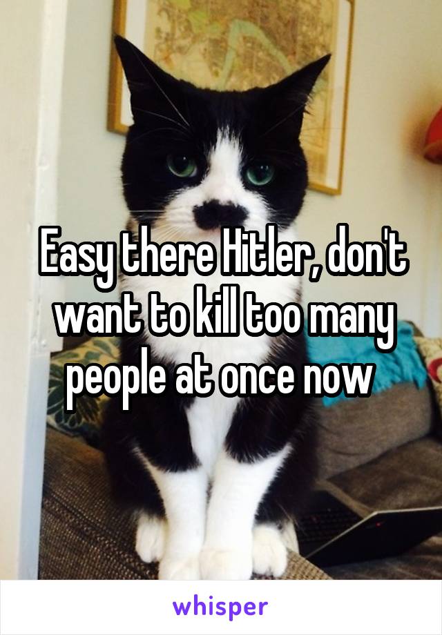 Easy there Hitler, don't want to kill too many people at once now 