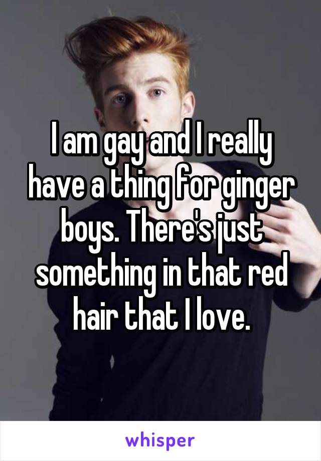 I am gay and I really have a thing for ginger boys. There's just something in that red hair that I love.
