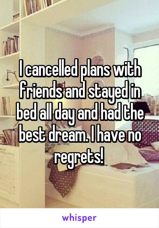 I cancelled plans with friends and stayed in bed all day and had the best dream. I have no regrets! 