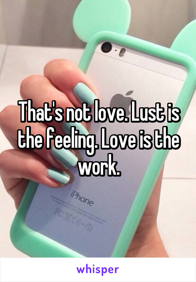 That's not love. Lust is the feeling. Love is the work.