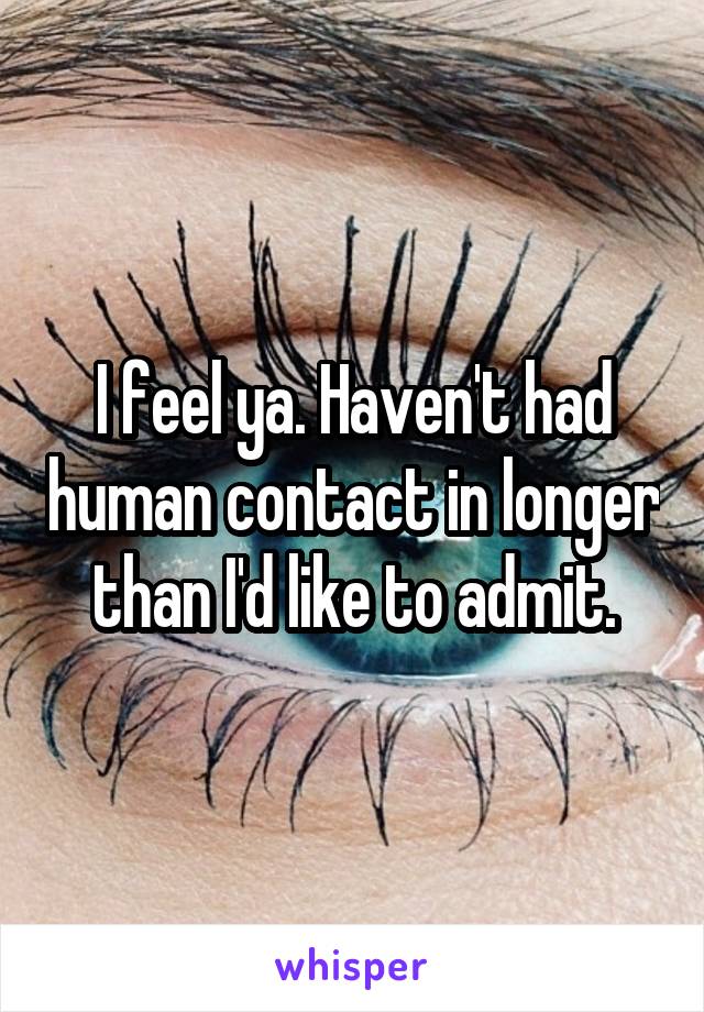 I feel ya. Haven't had human contact in longer than I'd like to admit.