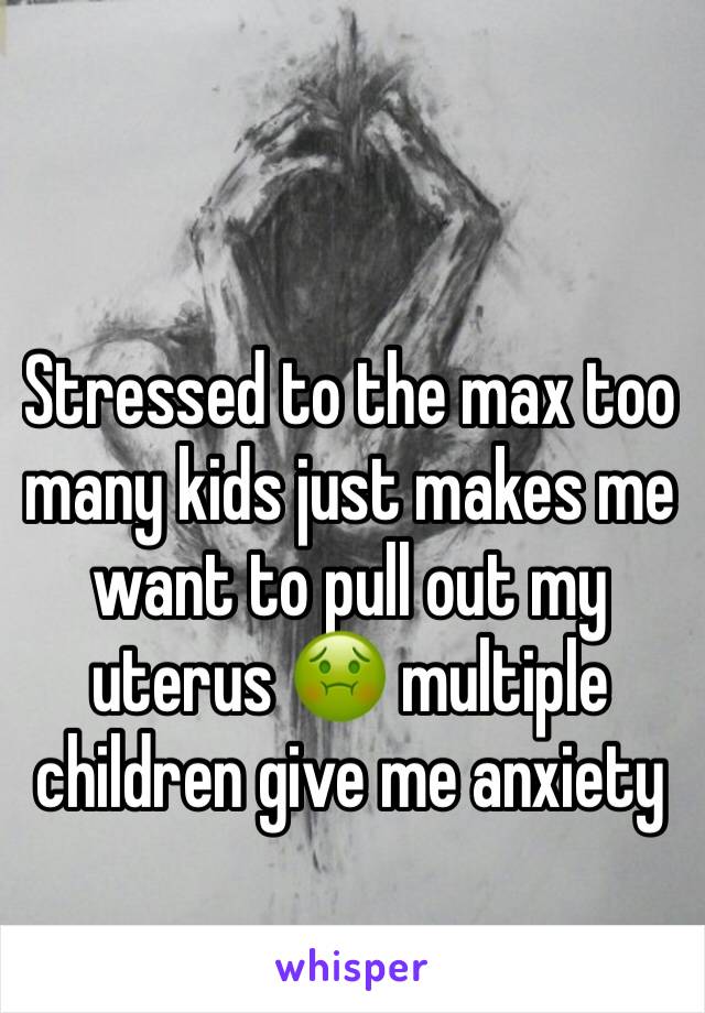 Stressed to the max too many kids just makes me want to pull out my uterus 🤢 multiple children give me anxiety 