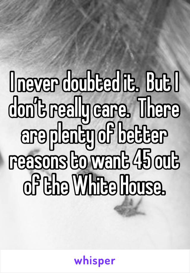 I never doubted it.  But I don’t really care.  There are plenty of better reasons to want 45 out of the White House.
