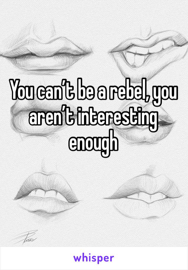 You can’t be a rebel, you aren’t interesting enough 