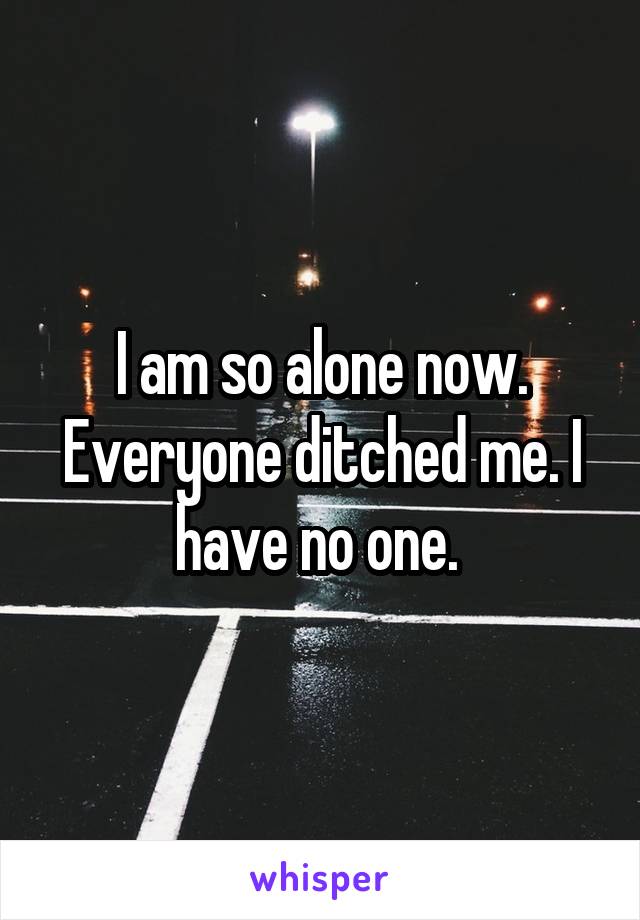 I am so alone now. Everyone ditched me. I have no one. 