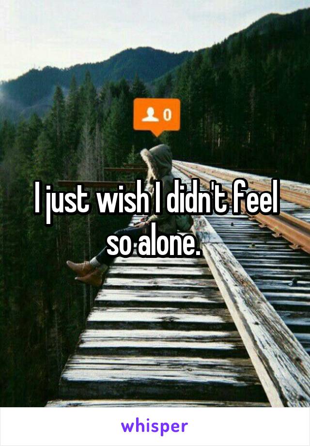 I just wish I didn't feel so alone. 