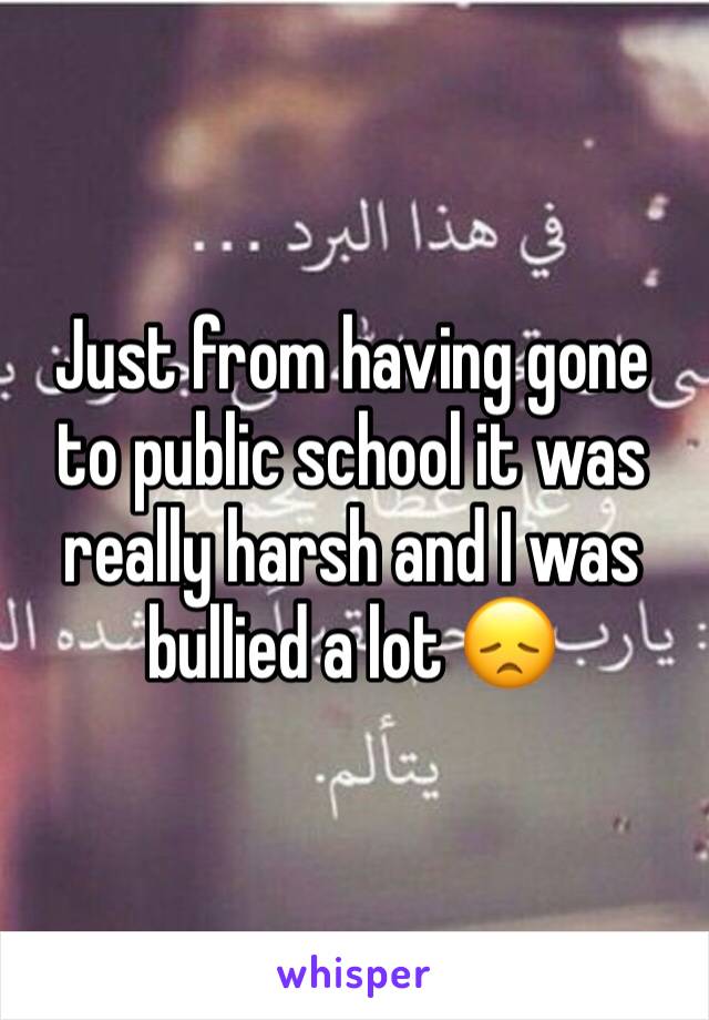 Just from having gone to public school it was really harsh and I was bullied a lot 😞