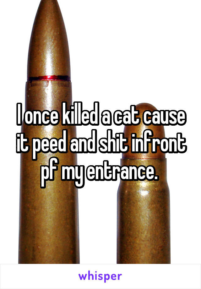 I once killed a cat cause it peed and shit infront pf my entrance. 