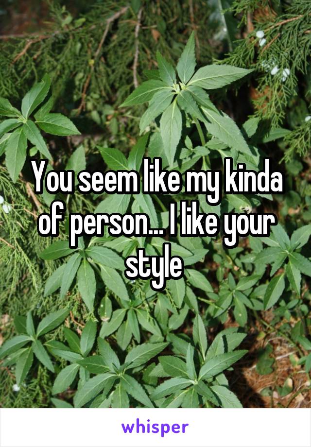 You seem like my kinda of person... I like your style 