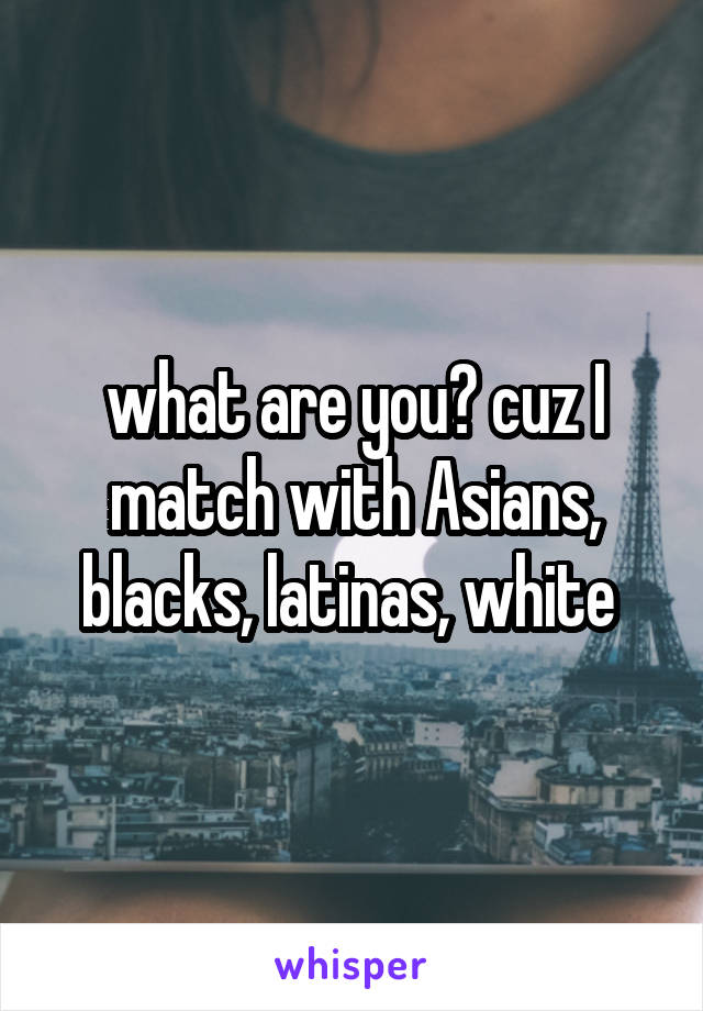 what are you? cuz I match with Asians, blacks, latinas, white 