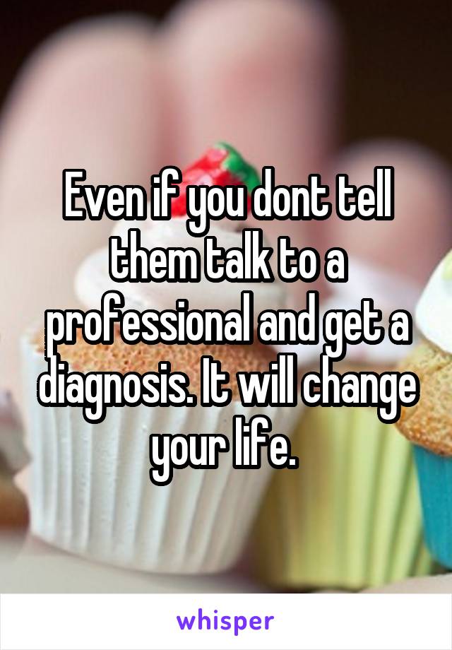 Even if you dont tell them talk to a professional and get a diagnosis. It will change your life. 