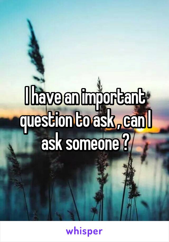 I have an important question to ask , can I ask someone ?