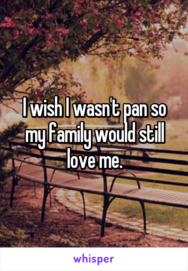 I wish I wasn't pan so my family would still love me.