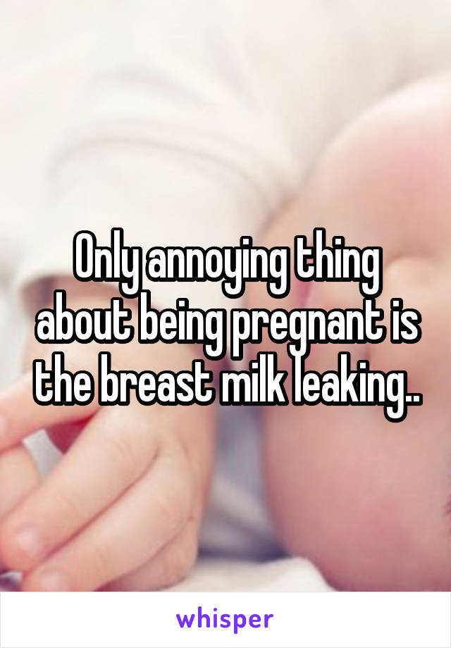 Only annoying thing about being pregnant is the breast milk leaking..