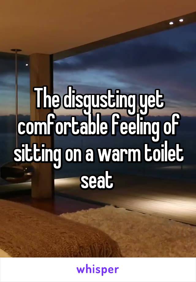 The disgusting yet comfortable feeling of sitting on a warm toilet seat 