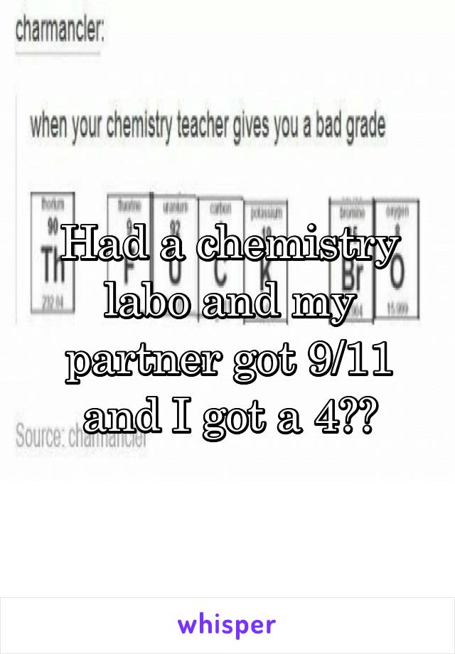 Had a chemistry labo and my partner got 9/11 and I got a 4??