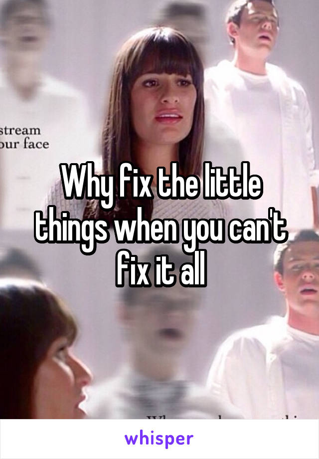 Why fix the little things when you can't fix it all