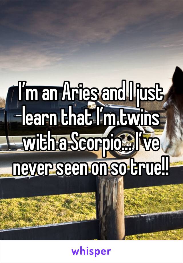 I’m an Aries and I just learn that I’m twins with a Scorpio... I’ve never seen on so true!!