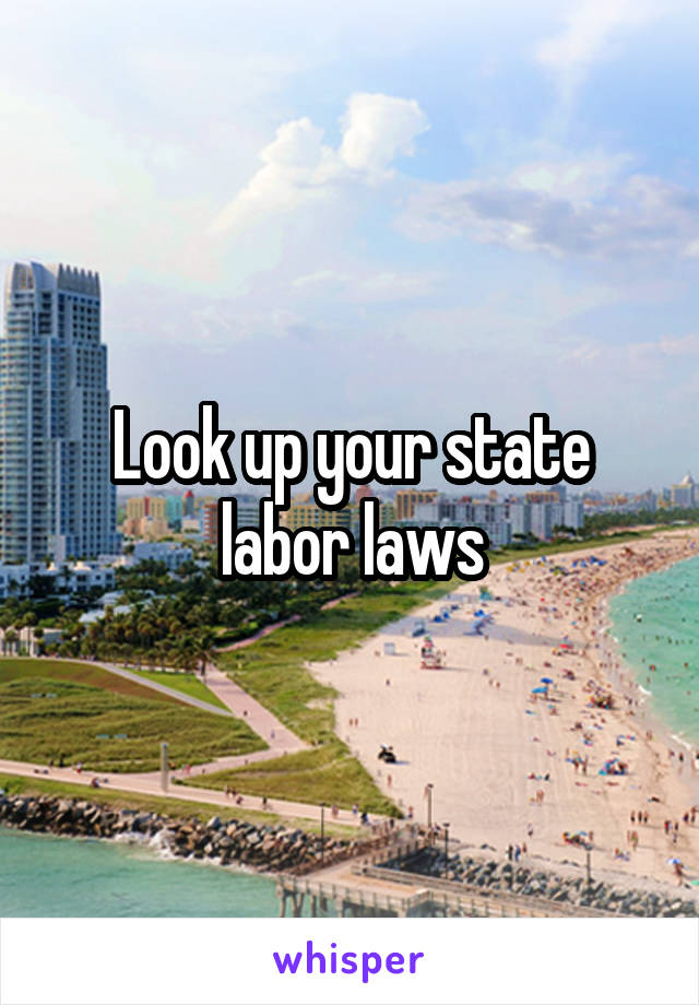 Look up your state labor laws