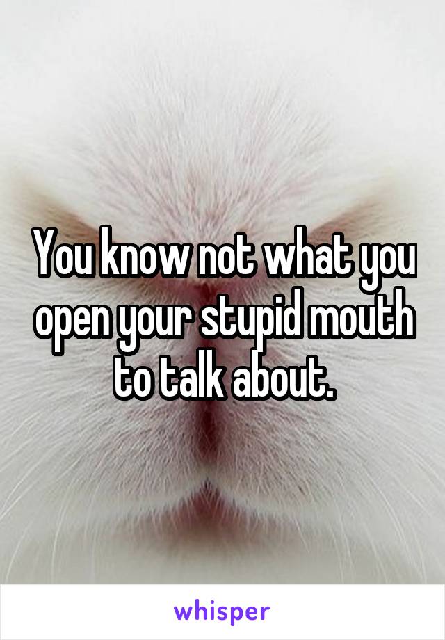 You know not what you open your stupid mouth to talk about.